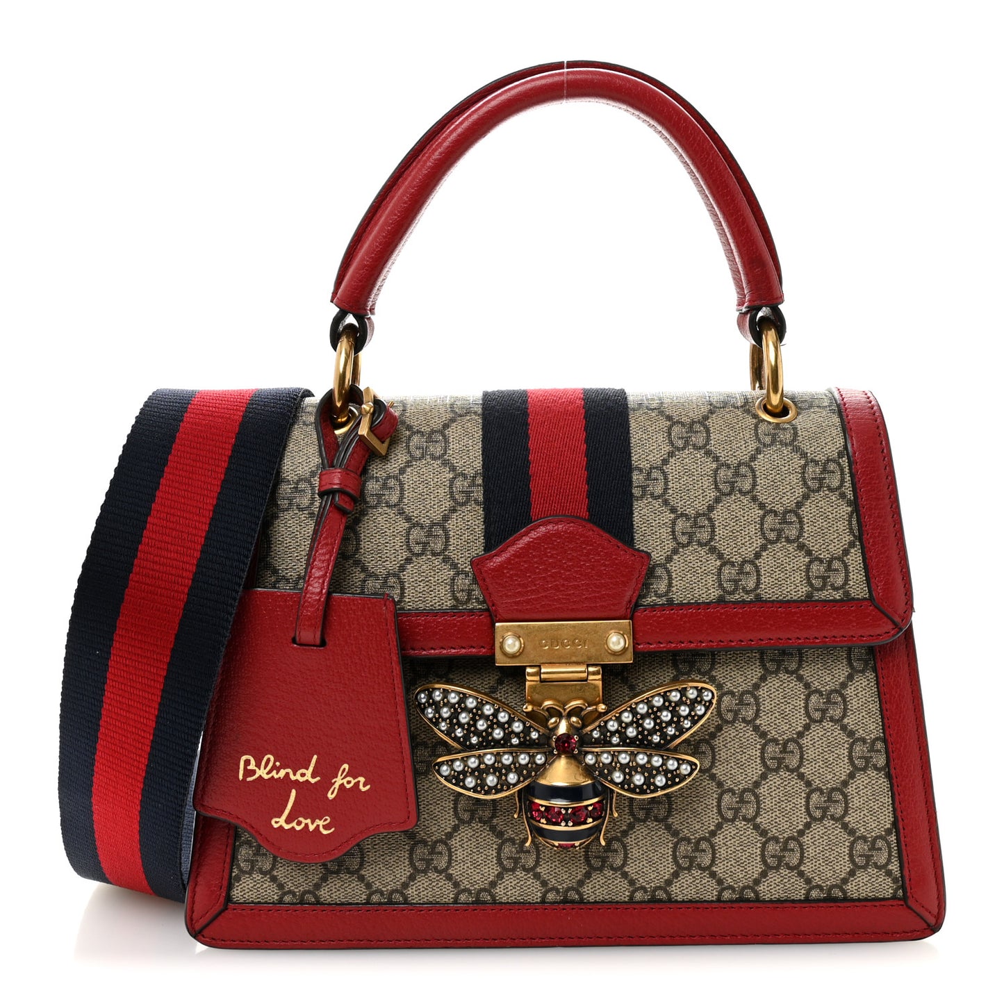 GG Supreme Monogram Small Queen Margaret Top Handle Bag Red