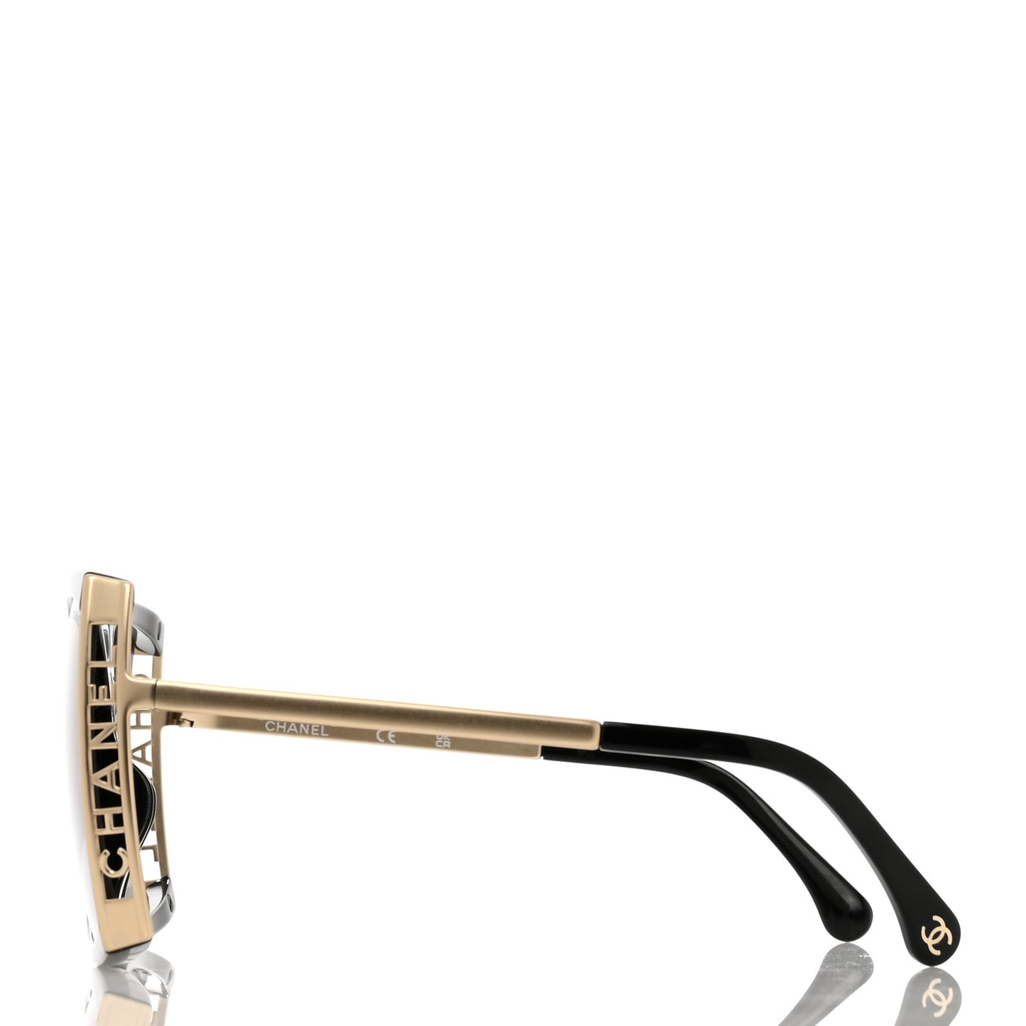 Acetate Metal Logo Square Sunglasses 71545A Black Gold