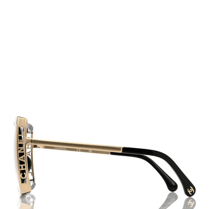 Chanel Acetate Metal Logo Square Sunglasses 71545A Black Gold 3 of 7