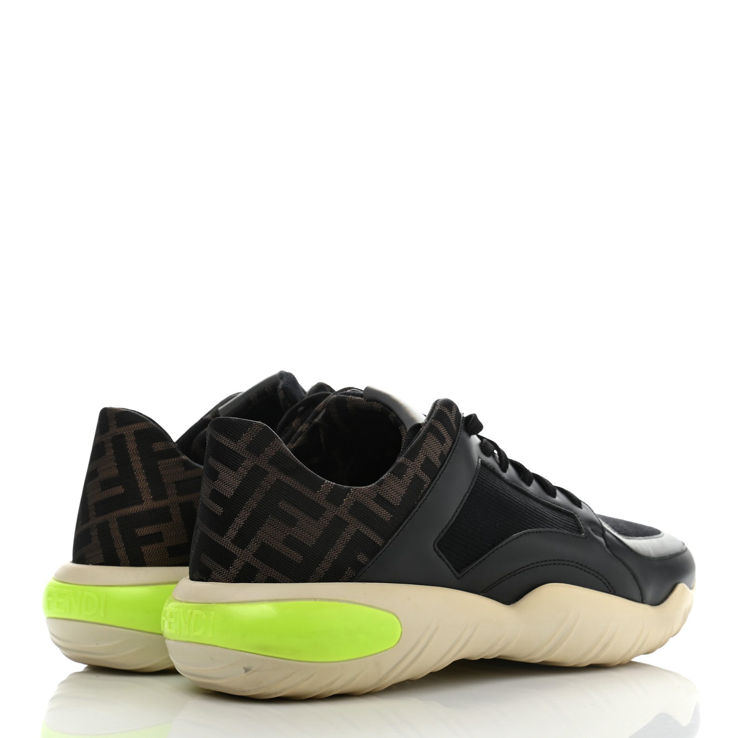 Jersey Vitello Fabric Jacquard FF Mens Refract Sneakers 8 Black Maya Grigio