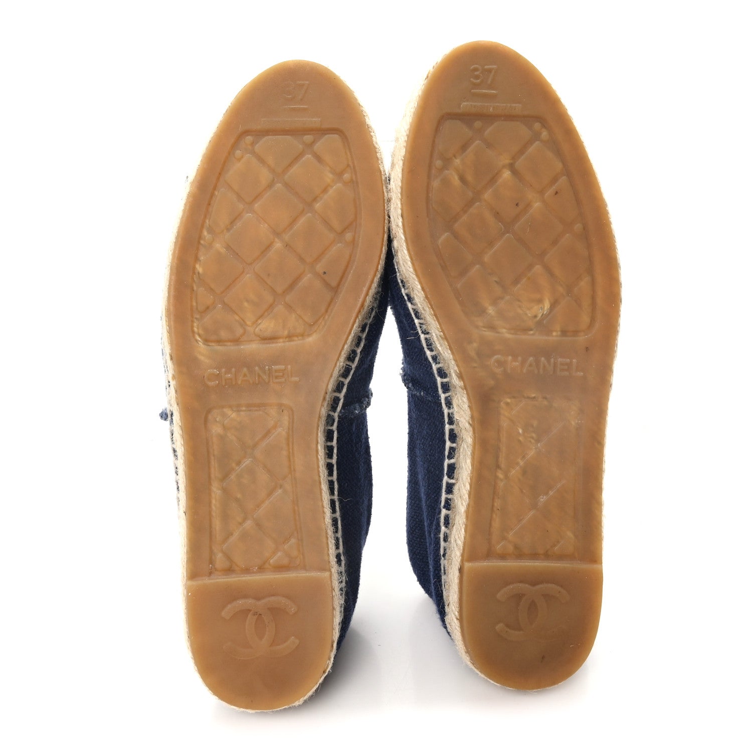 Chanel Denim Toile CC Espadrilles 37 Navy Black 6 of 10
