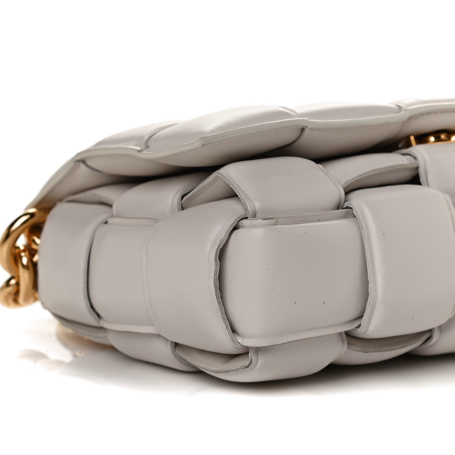 Bottega Veneta Lambskin Maxi Intreccio Padded Chain Cassette Crossbody Bag White 11 of 12