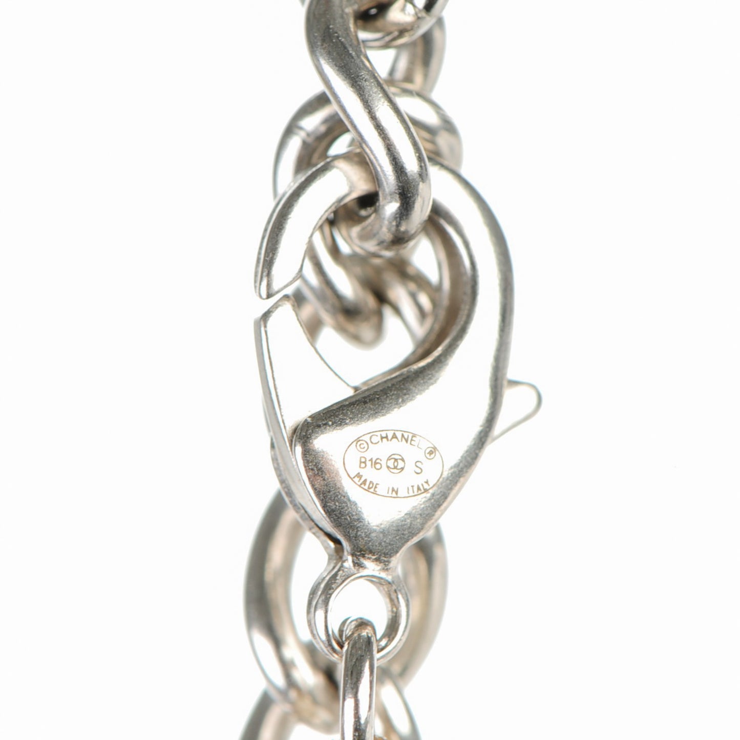 Graduated Pearl Crystal CC Long Necklace White Grey