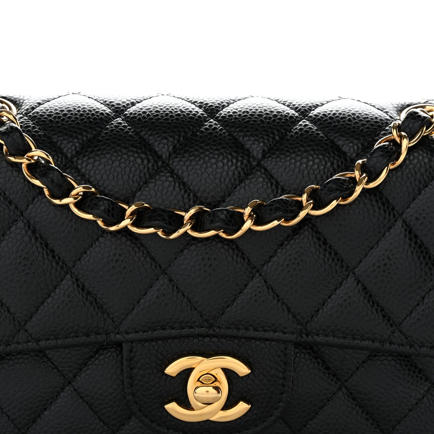 Caviar Quilted Small Double Flap Black
