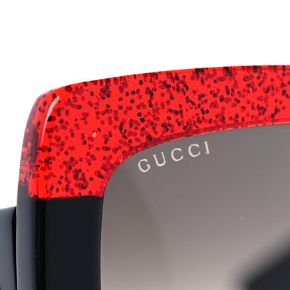 Gucci Acetate Square Frame Sunglasses GG0083S Glitter Red Black Green 5 of 9