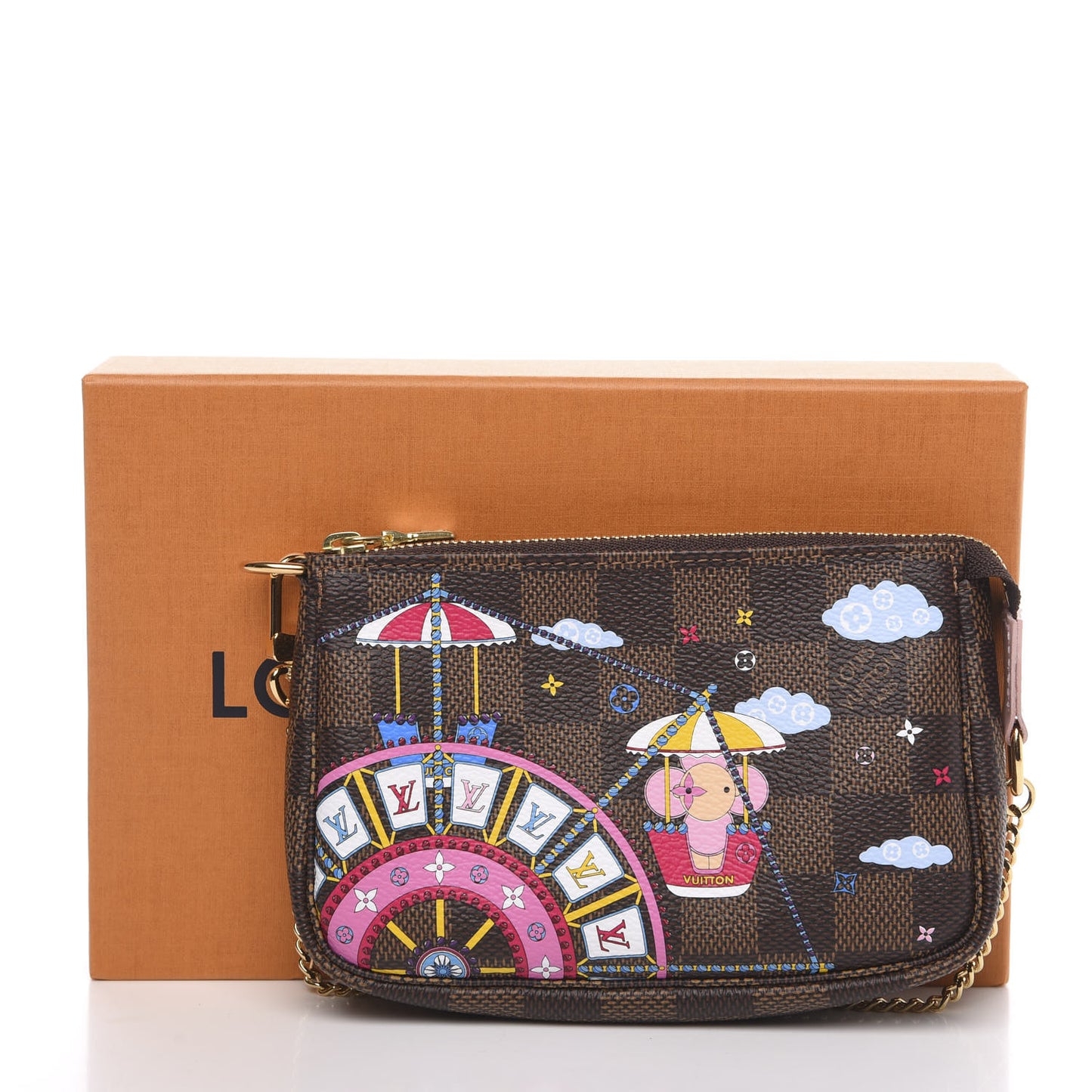 Damier Ebene 2020 Christmas Animation Big Wheel Mini Pochette Accessories Rose Ballerine