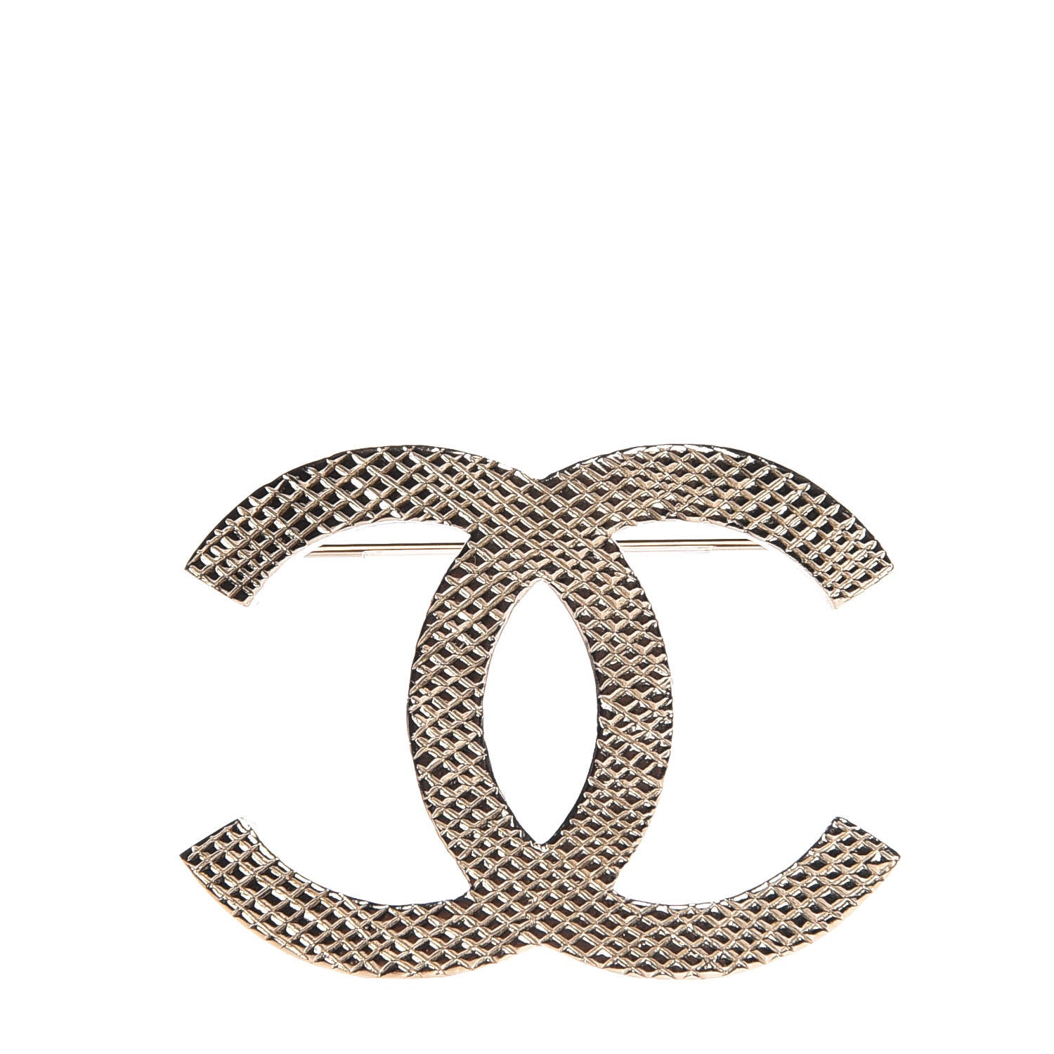 Chanel Metal Quilted CC Brooch Light Gold 1 of 6