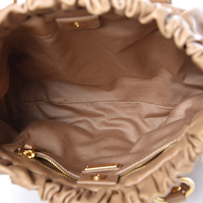 Miu Miu Vitello Lux Gathered Shopper Tote Beige 5 of 11