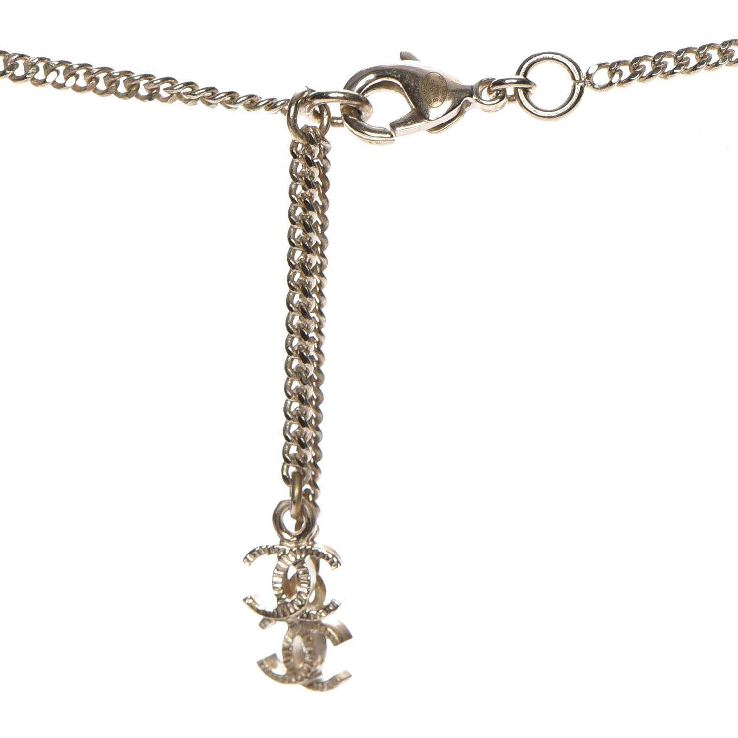 Chanel Baguette Crystal CC Necklace Light Gold 4 of 6
