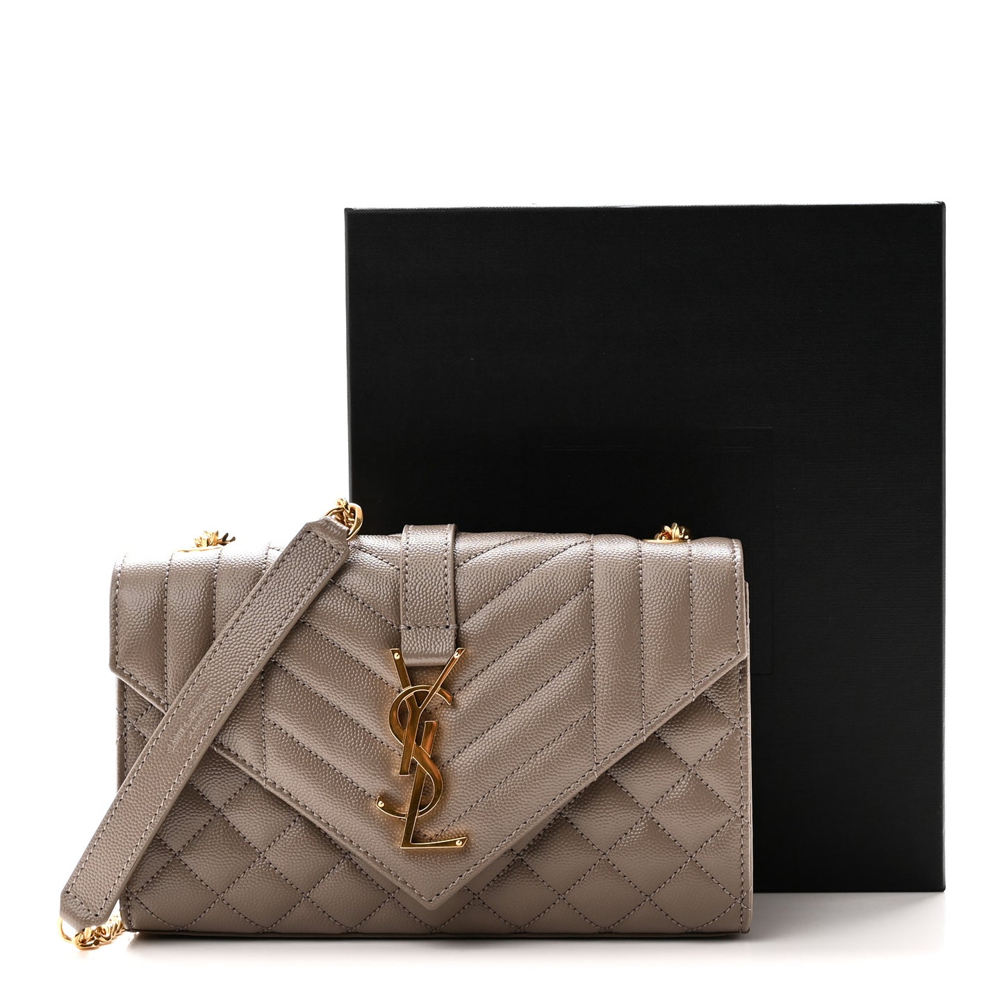Grain De Poudre Textured Mixed Matelasse Triquilt Small Monogram Satchel Greyish Brown Greyish Brown
