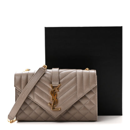 Saint Laurent Grain De Poudre Textured Mixed Matelasse Triquilt Small Monogram Satchel Greyish Brown Greyish Brown 10 of 10