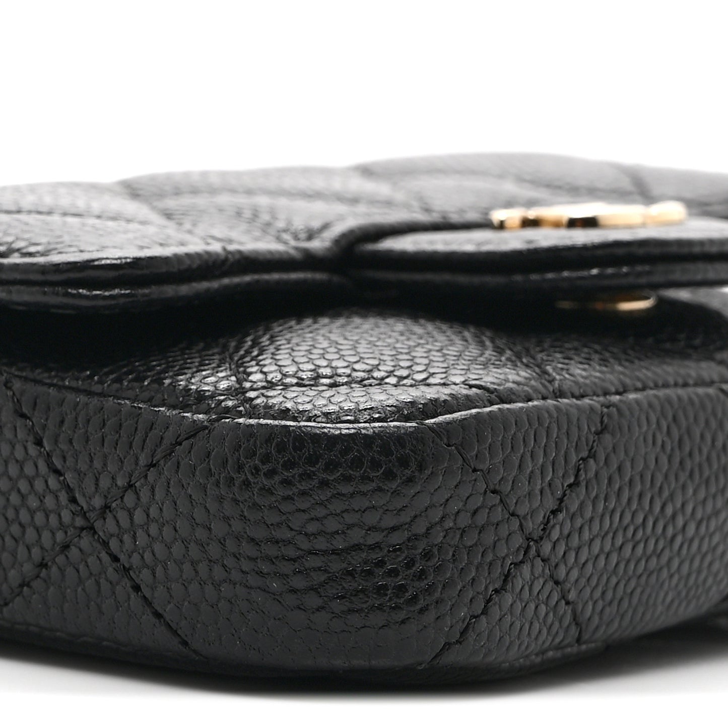 Caviar Quilted Mini Chain Belt Bag Black