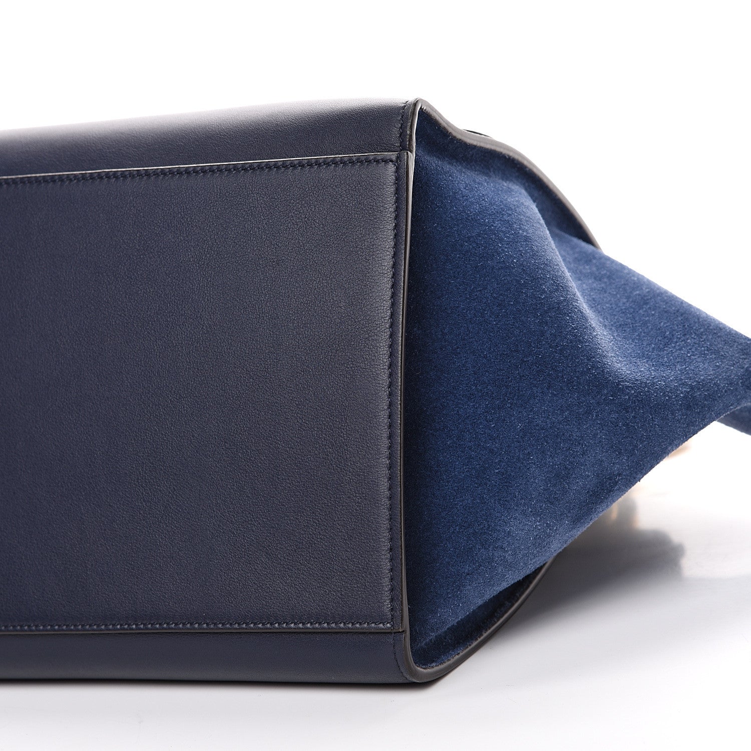 Celine Drummed Calfskin Suede Medium Trapeze Navy Blue 9 of 10