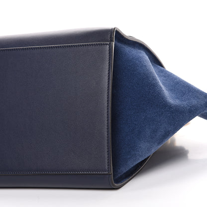Celine Drummed Calfskin Suede Medium Trapeze Navy Blue 9 of 10