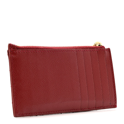 Saint Laurent Grain De Poudre Matelasse Chevron Monogram Fragments Zippered Card Case Opyum Red 2 of 10