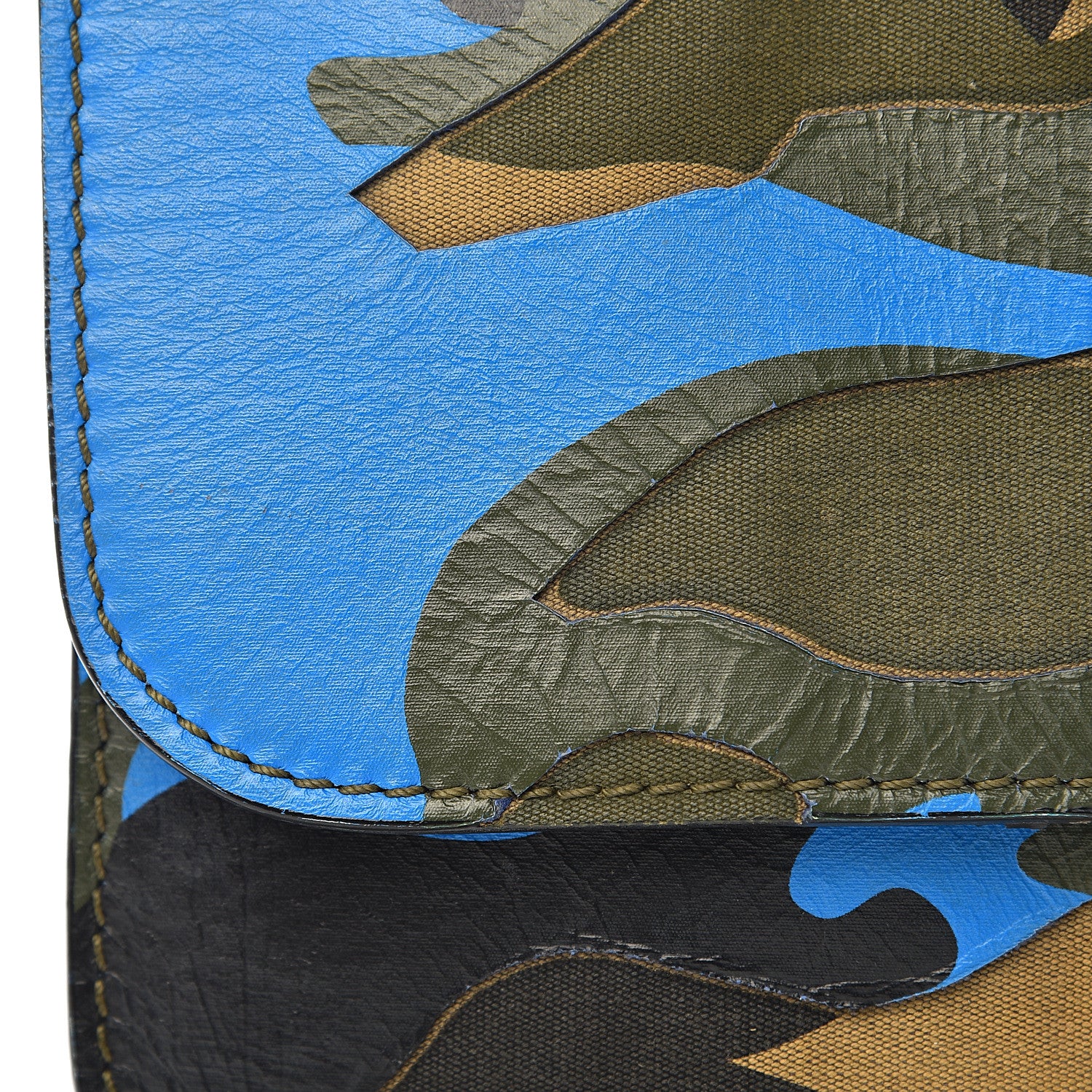 Valentino Garavani Nappa Canvas Camouflage Medium Glam Lock Rockstud Flap Blue Fluo 14 of 18