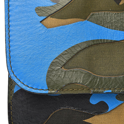 Valentino Garavani Nappa Canvas Camouflage Medium Glam Lock Rockstud Flap Blue Fluo 14 of 18