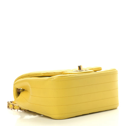Chanel Lambskin Chevron Quilted Mini Square Flap Yellow 4 of 11
