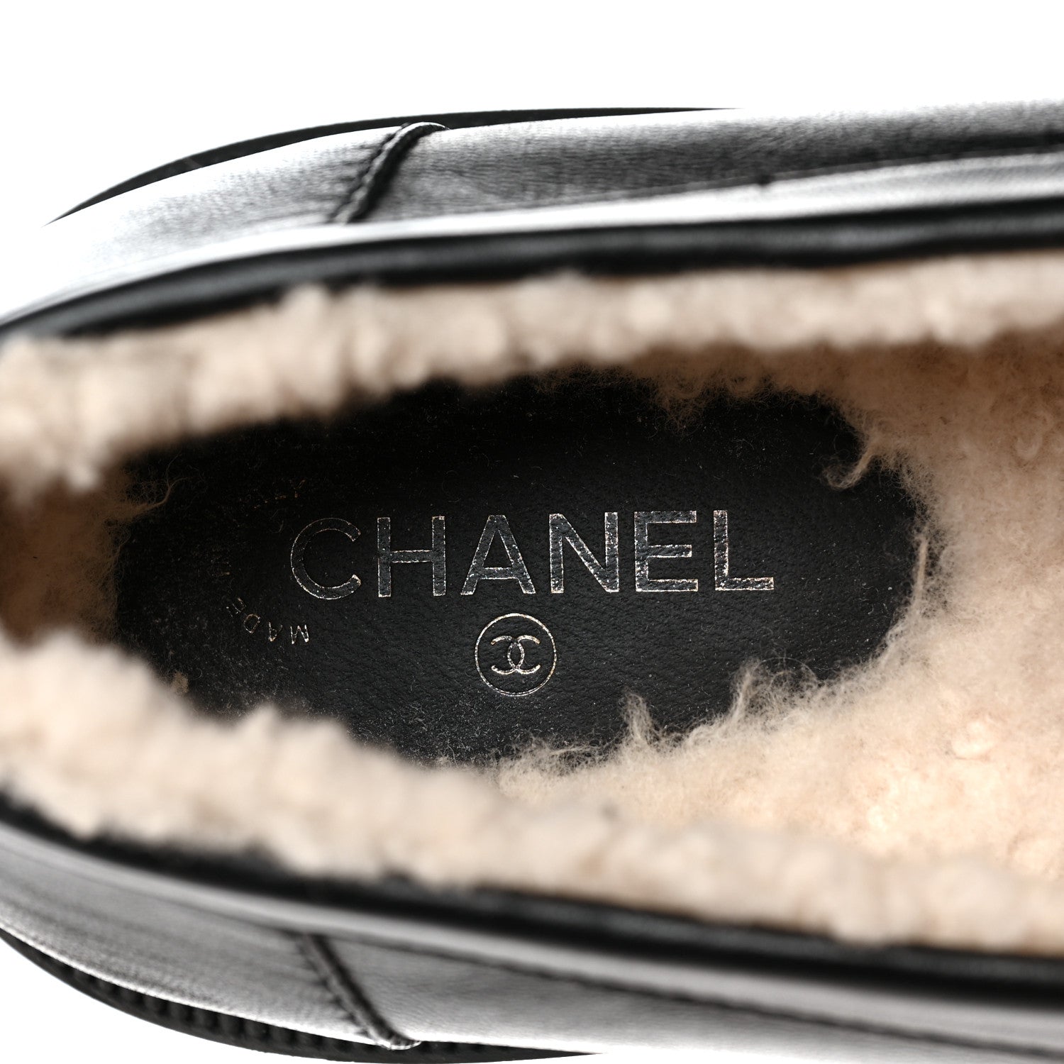 Chanel Lambskin Shearling Quilted CC Turnlock Loafers 39 Black 8 of 9