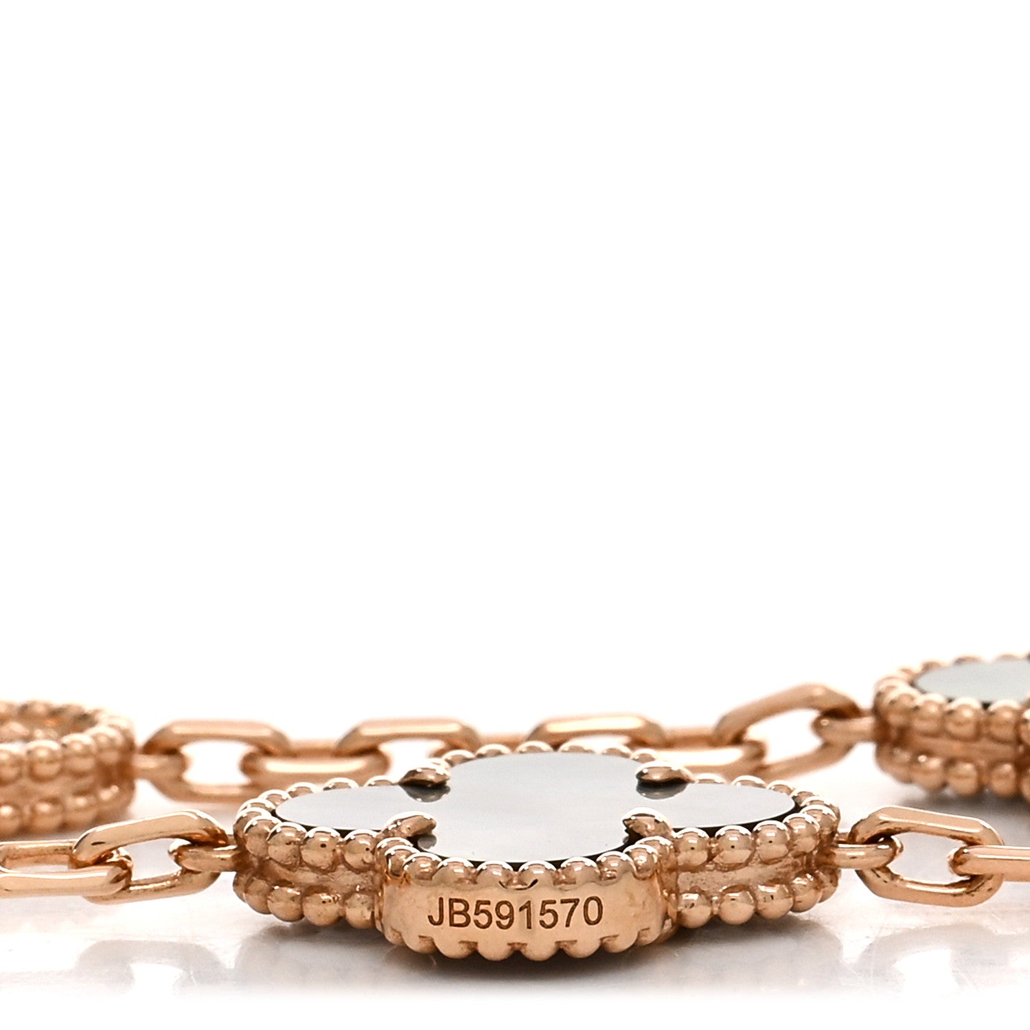 Van Cleef & Arpels VAN CLEEF & ARPELS 18K Rose Gold Diamond Gray Mother of Pearl 5 Motifs Vintage Alhambra Bracelet 4 of 5