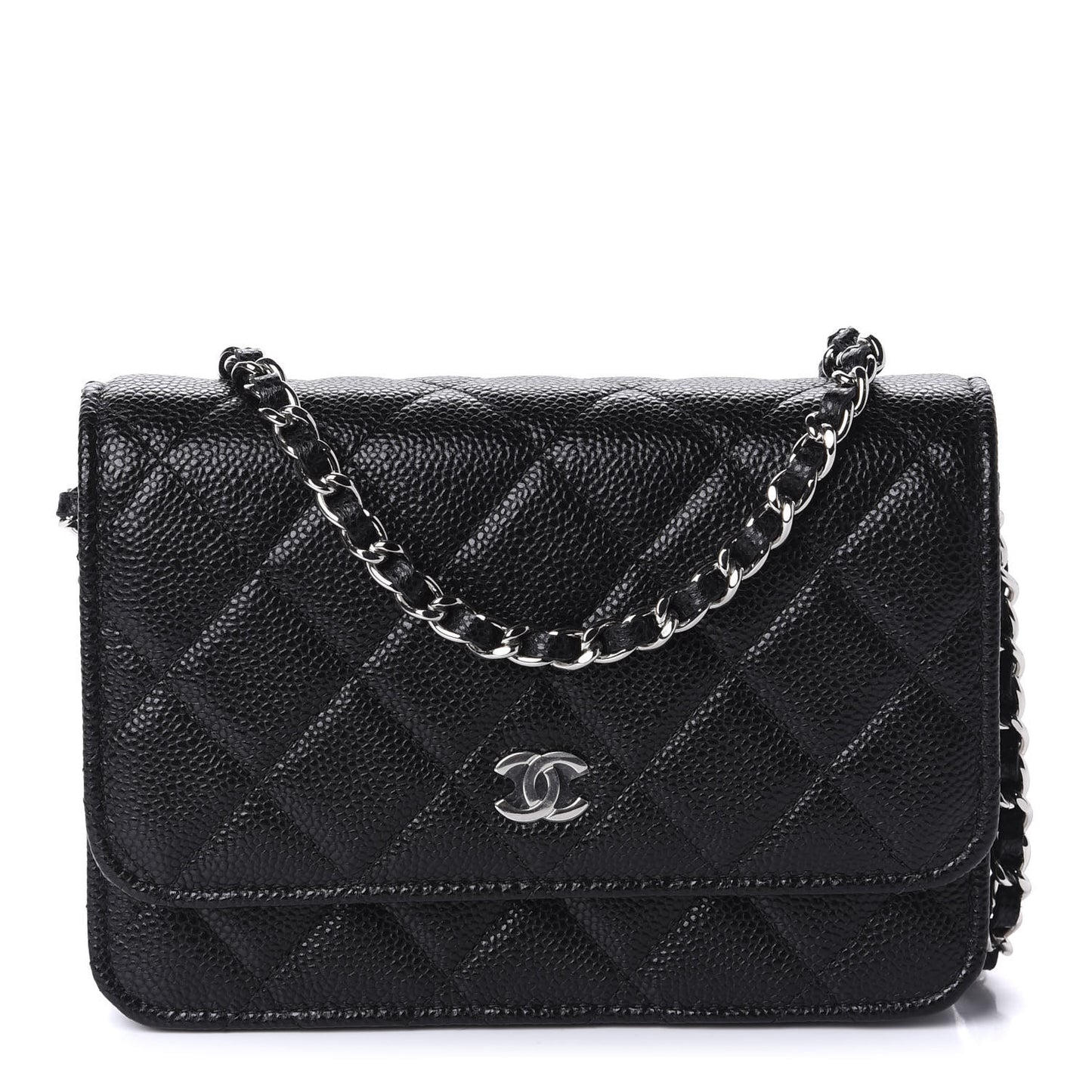 Caviar Quilted Mini Wallet On Chain WOC Black