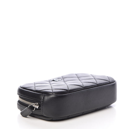 Chanel Lambskin Quilted Small Curvy Pouch Cosmetic Case Black 4 of 8