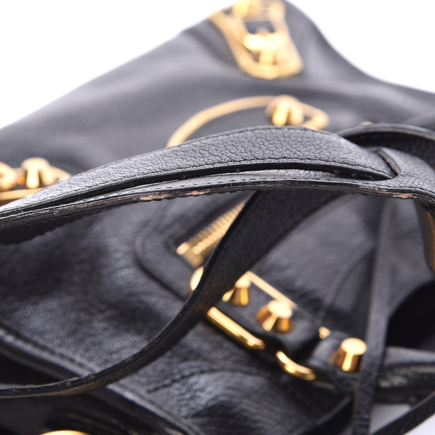 Chevre Gold Metallic Edge Hardware Mini City Black