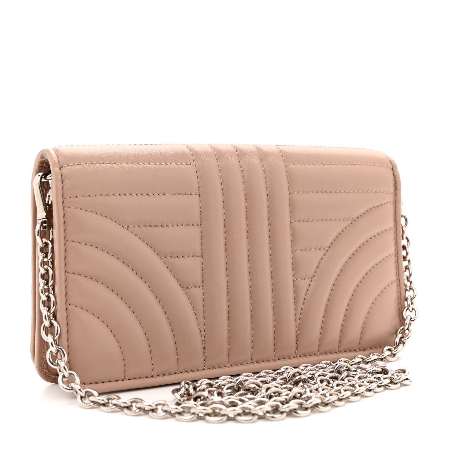 Prada Soft Calfskin Impunture Diagramme Chain Wallet Cipria 3 of 14