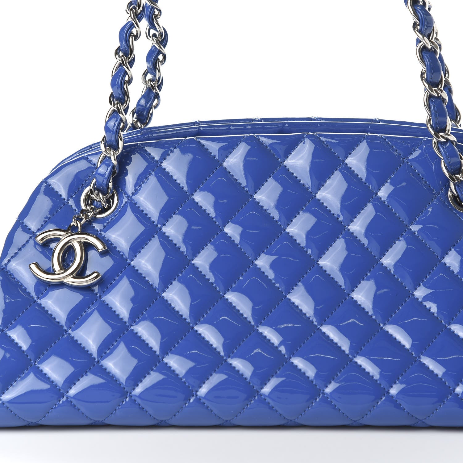Chanel Patent Quilted Medium Just Mademoiselle Blue 10 of 10