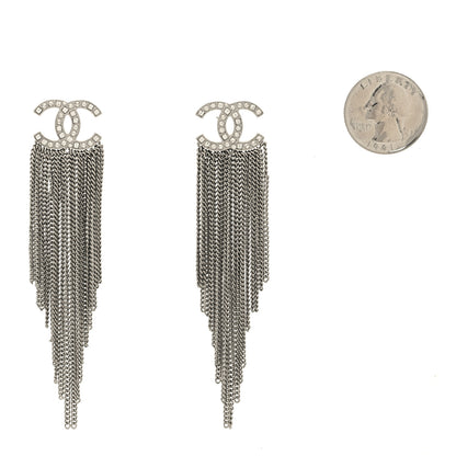 Chanel Baguette Crystal CC Chain Drop Earrings Silver 2 of 4