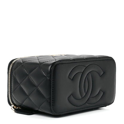 Chanel Lambskin Quilted Metal Small Top Handle Vanity Case With Chain Black 4 of 12