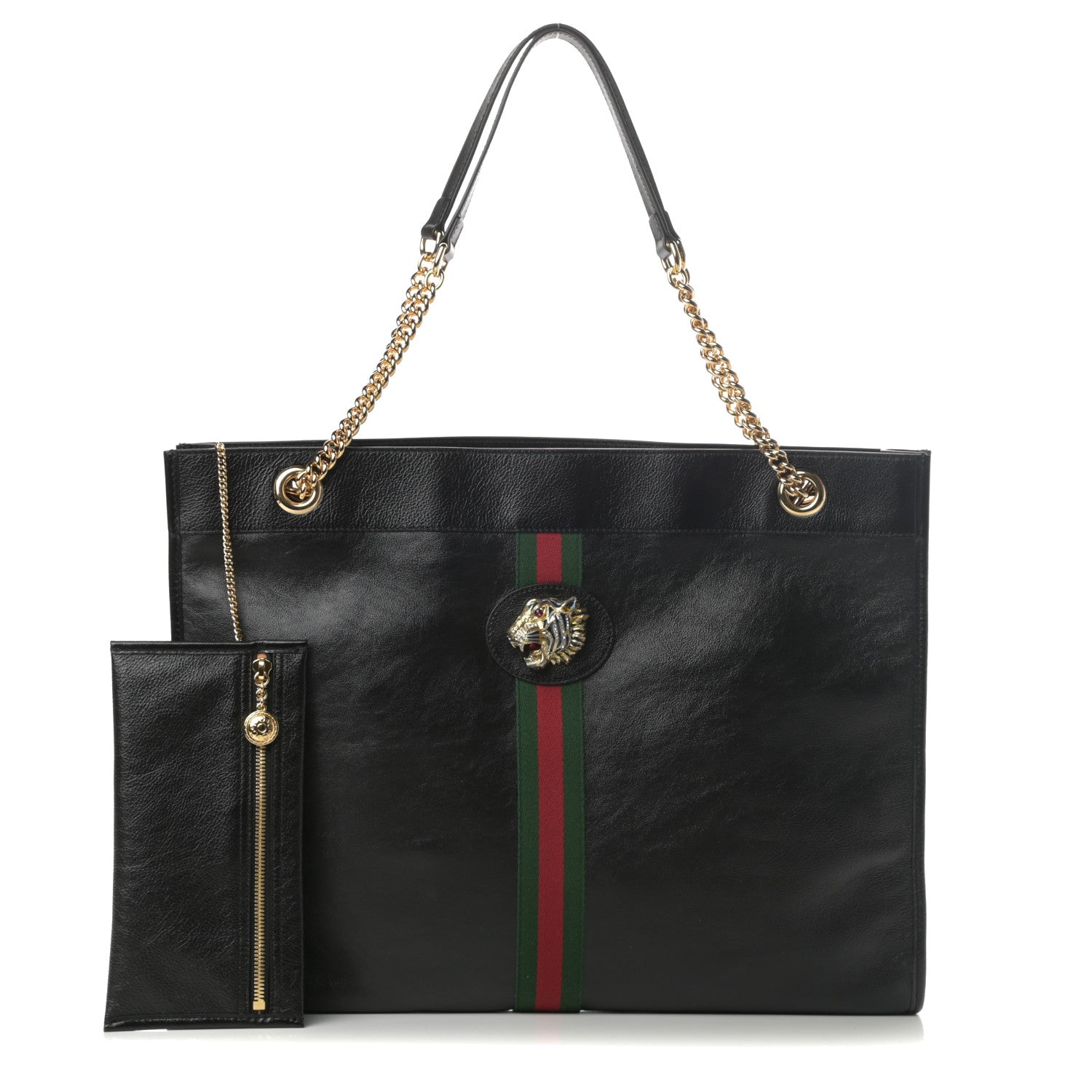 Gucci Calfskin Large Rajah Chain Tote Black 1 of 13