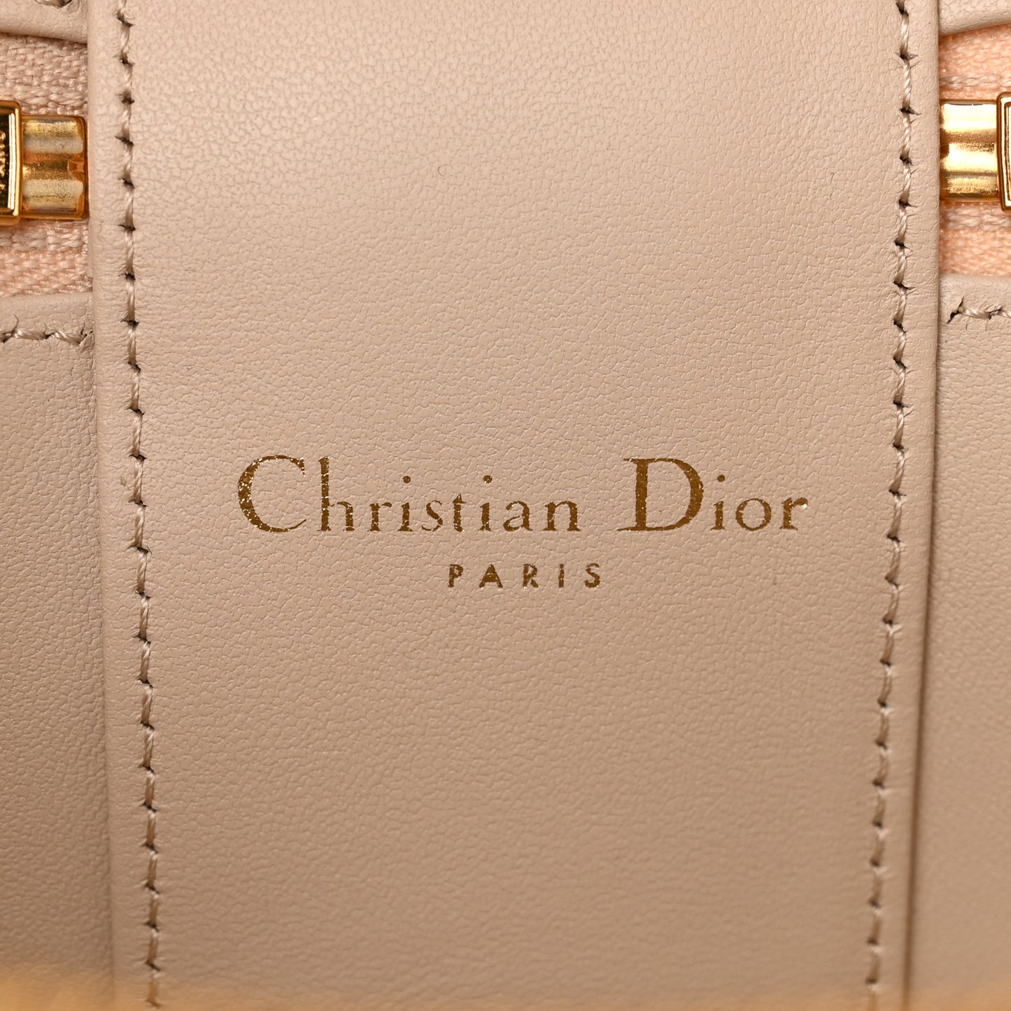 Calfskin CD Signature Vanity Case Caramel Beige