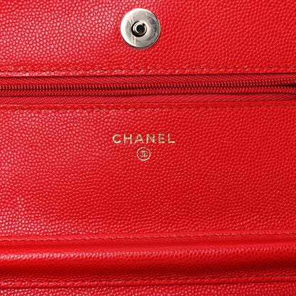 Chanel Caviar Quilted Wallet On Chain WOC Red 6 of 11