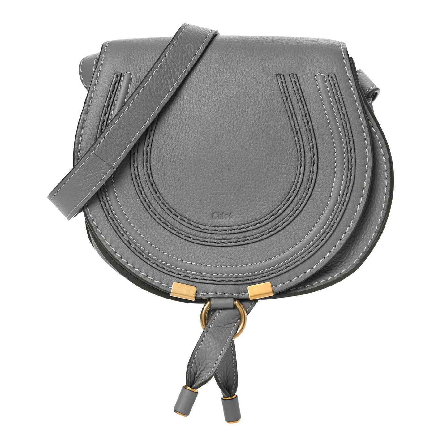 Calfskin Mini Marcie Round Crossbody Bag Cashmere Grey
