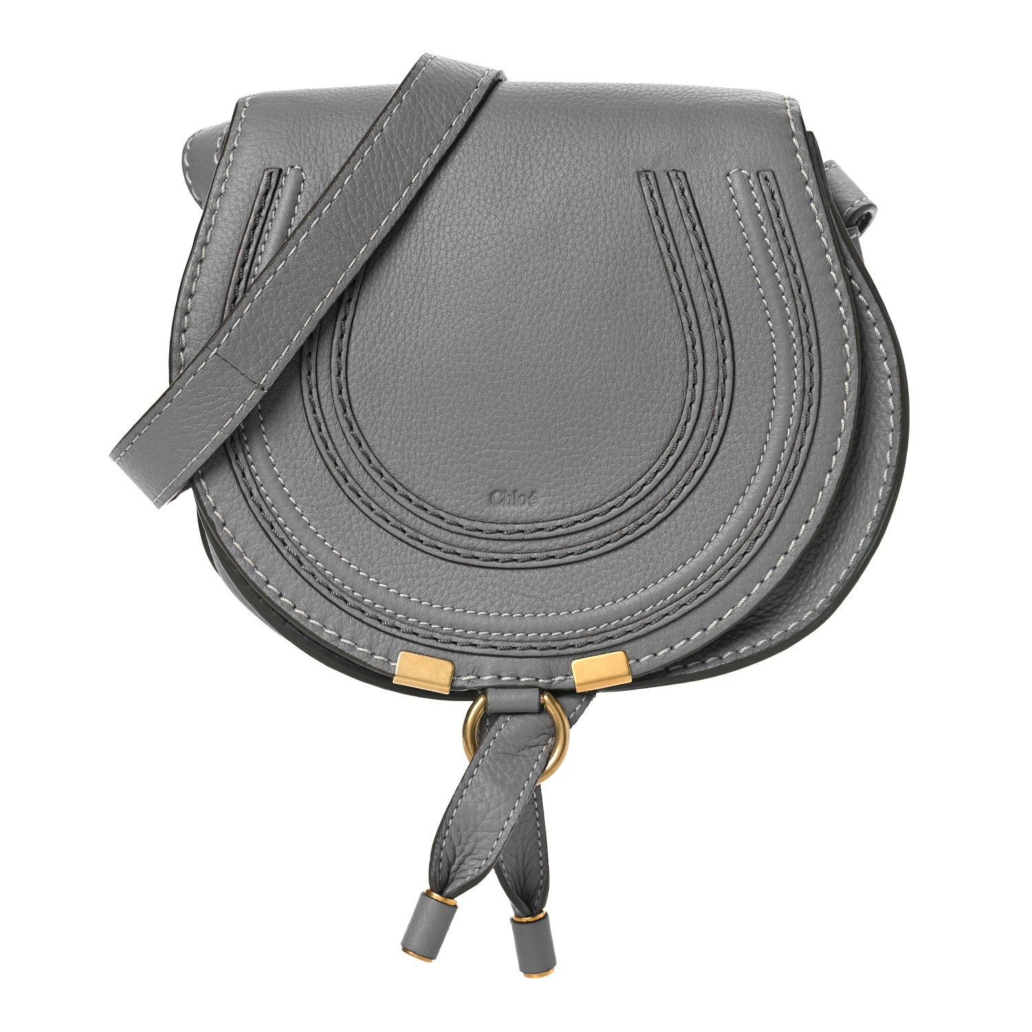 Chloe Calfskin Mini Marcie Round Crossbody Bag Cashmere Grey 1 of 9