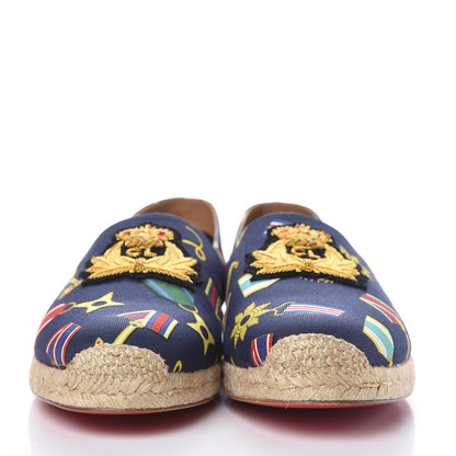 Christian Louboutin Tissu Mens Papi Hugo Medailles Flat Espadrille 42 Navy Gold 2 of 9