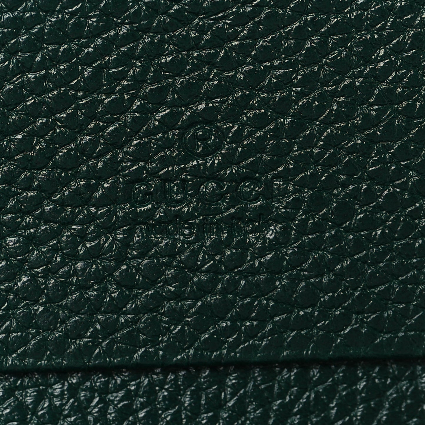 Grainy Calfskin Zumi Chain Card Case Wallet Vintage Green