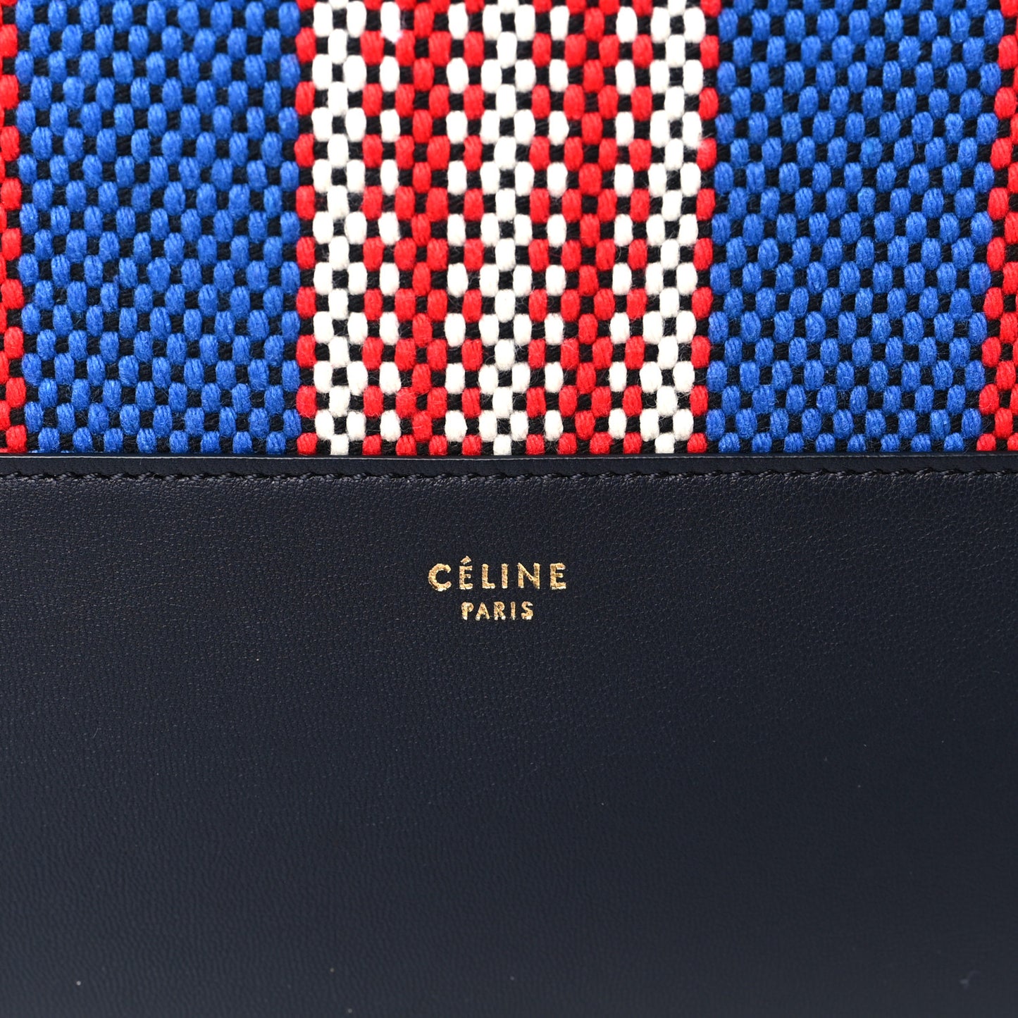 Cotton Canvas Lambskin Striped Solo Clutch Pouch Navy Blue