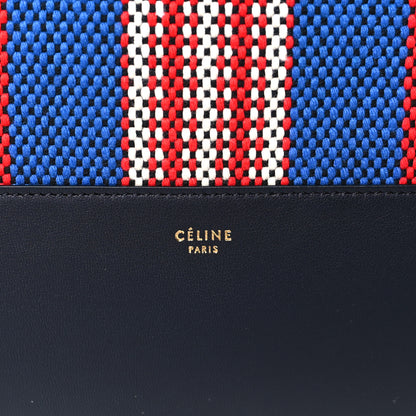 Celine Cotton Canvas Lambskin Striped Solo Clutch Pouch Navy Blue 6 of 9