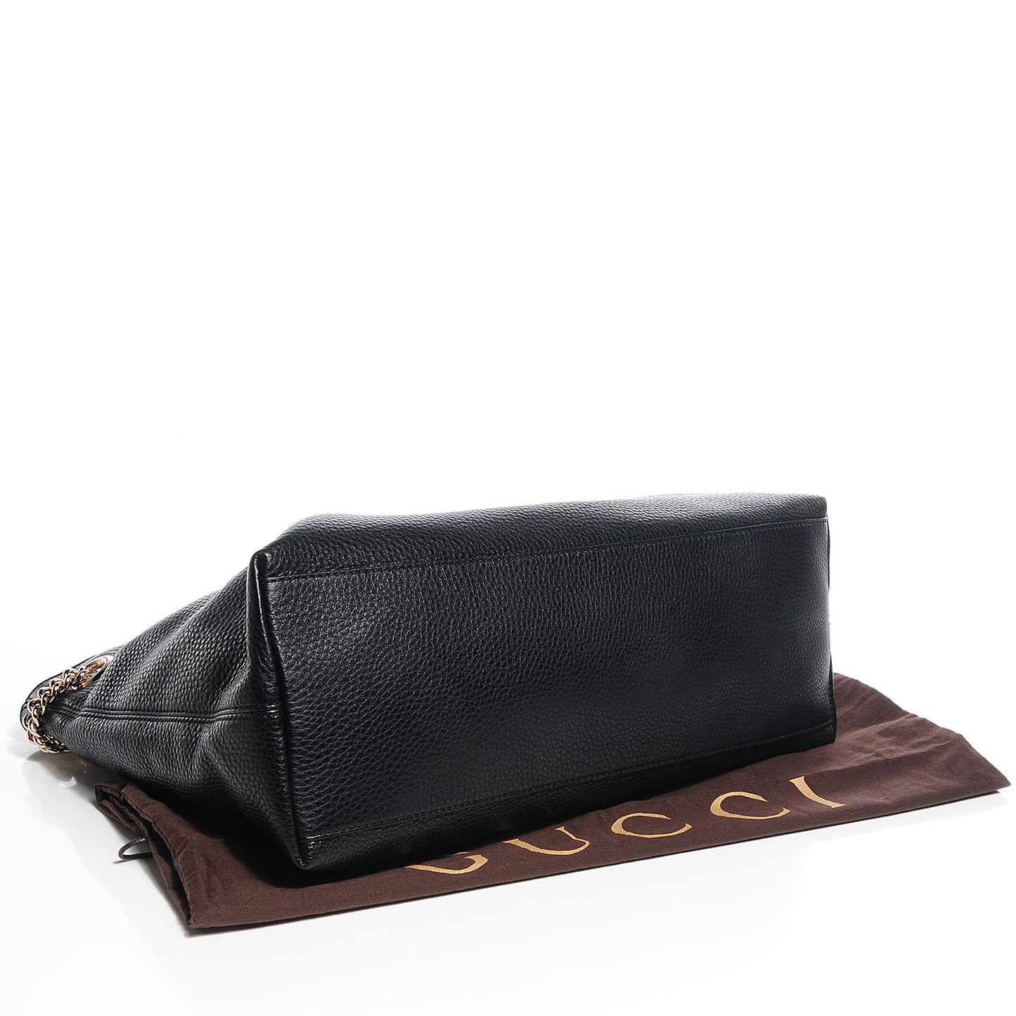 Pebbled Calfskin Medium Soho Chain Shoulder Bag Black