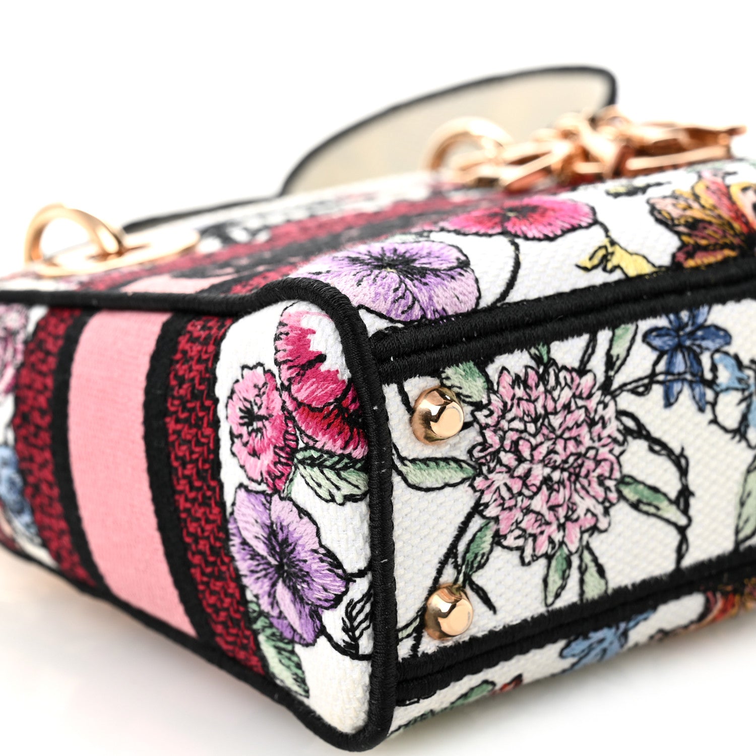 Christian Dior Canvas Florilegio Embroidered Mini Lady D-Lite White Multicolor 9 of 10