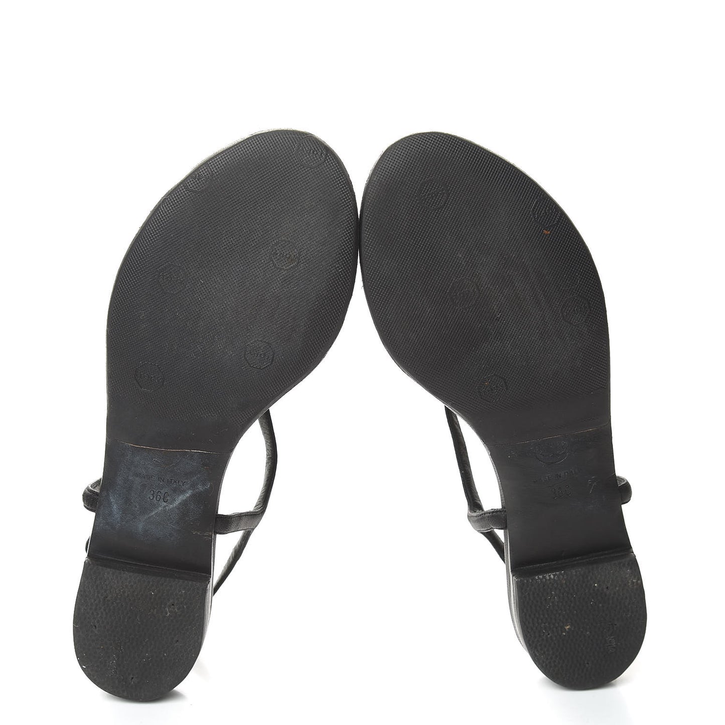 Lambskin Crystal CC Thong Sandals 36 Black