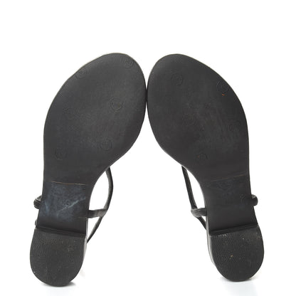 Chanel Lambskin Crystal CC Thong Sandals 36 Black 8 of 11