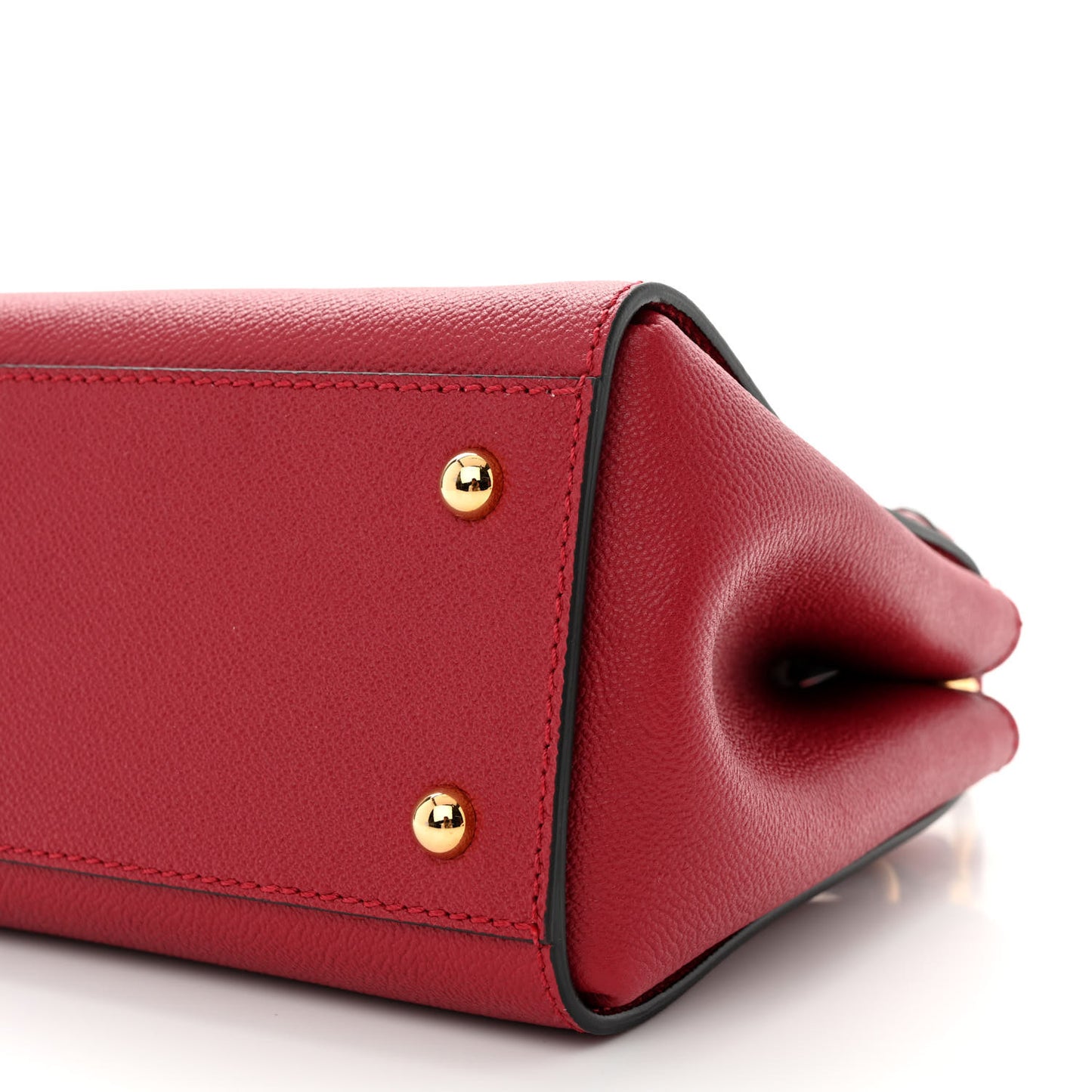 Soft Grain Calfskin Small Buckle Tote Parade Red