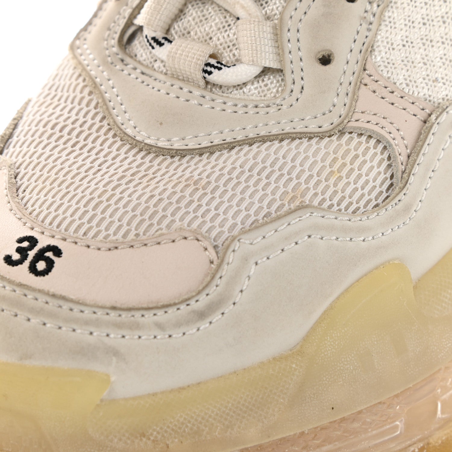 Balenciaga Fabric Mesh Clear Sole Womens Triple S Sneakers 36 White 8 of 9