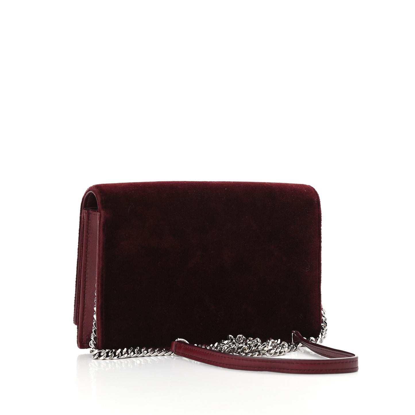 Velvet Crystal Monogram Kate Tassel Shoulder Bag Burgundy