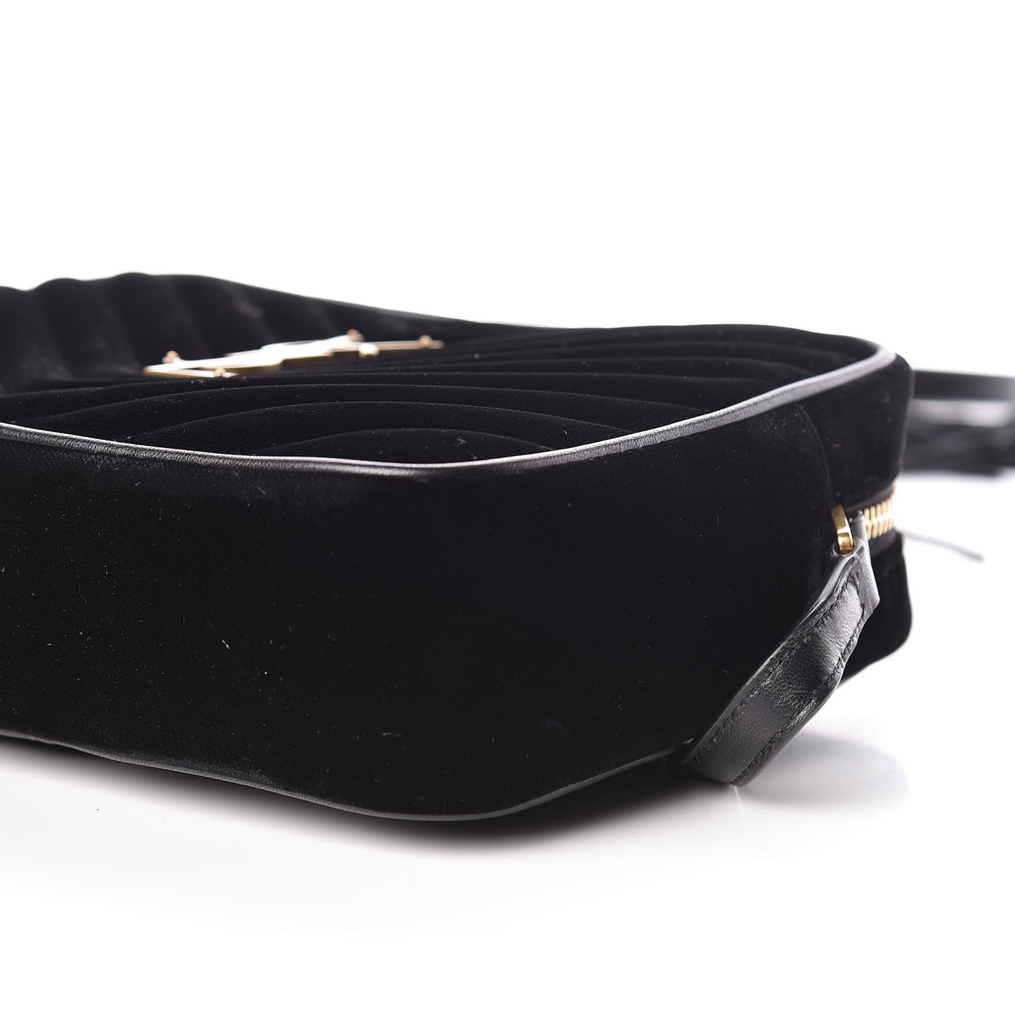 Velvet Matelasse Monogram Lou Camera Bag Black