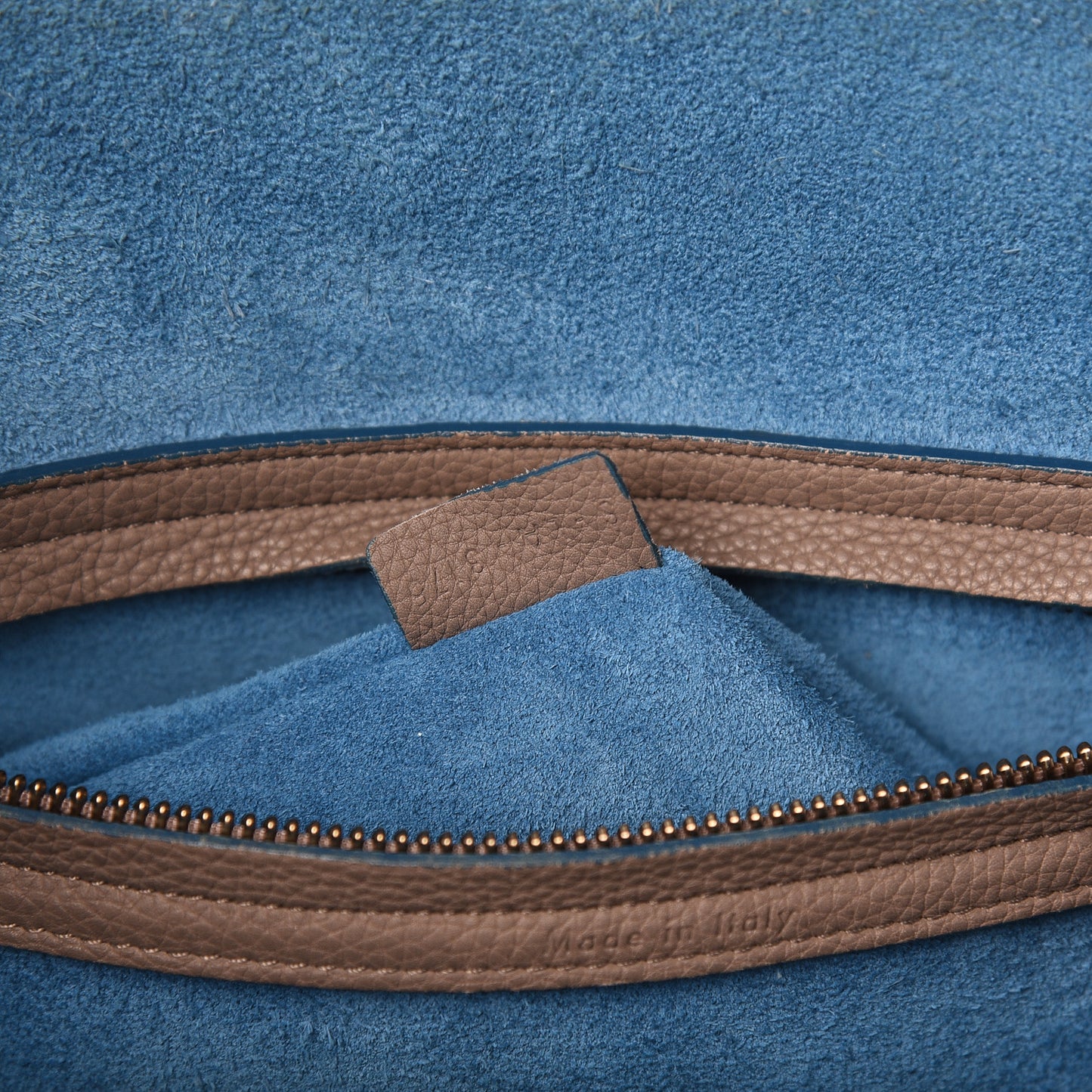 Baby Grained Medium Phantom Luggage Taupe Blue Trim