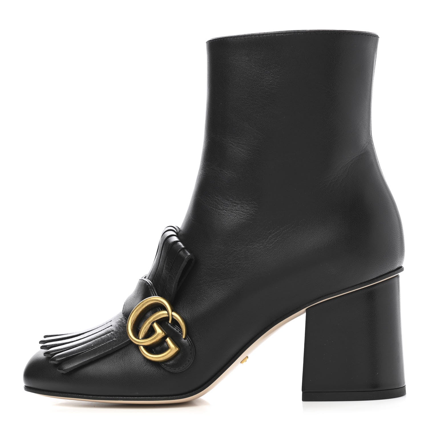 Gucci Malaga Kid GG Marmont Fringe 75mm Ankle Boots 37 Black 1 of 15